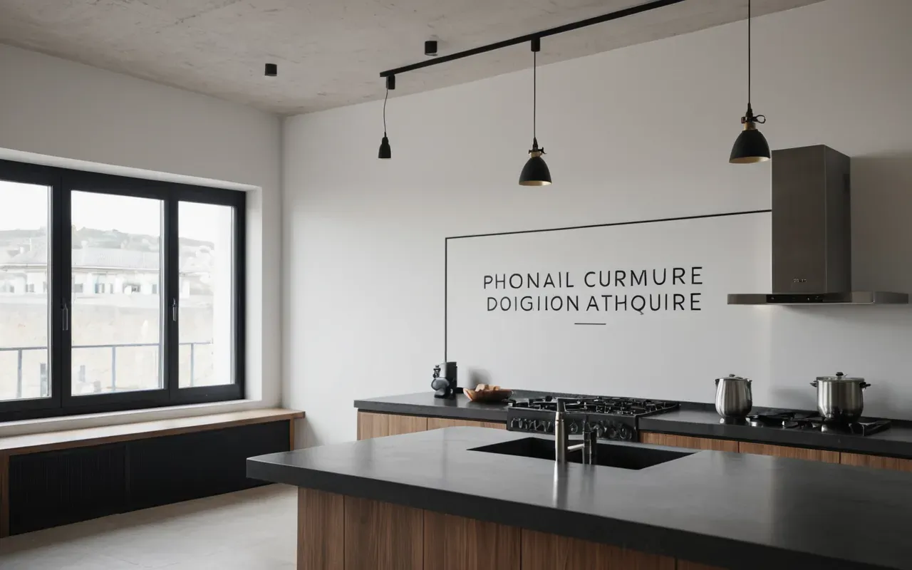 Interior of a modern minimalist apartment with large windows and neutral tones, soft natural daylight, editorial photography